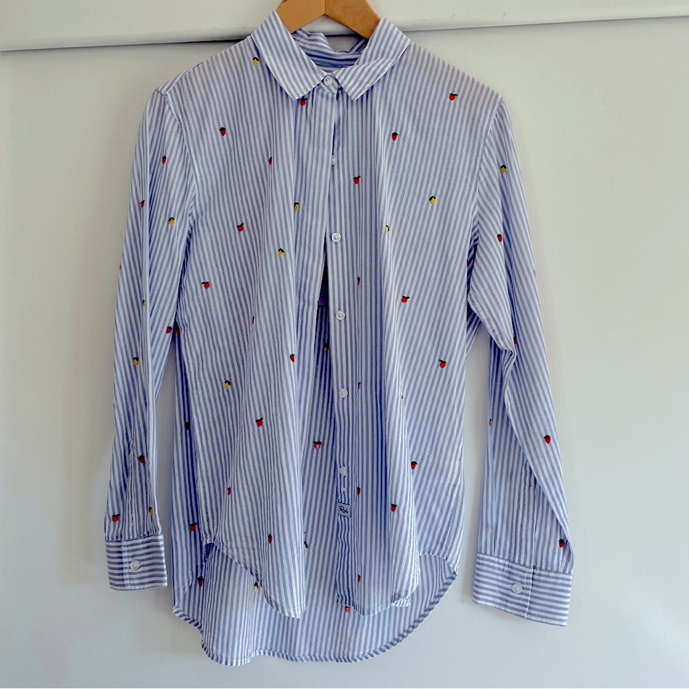 NWT RAILS Pinstripe & Strawberry Button Down, Sz S‎ - Picture 2 of 6